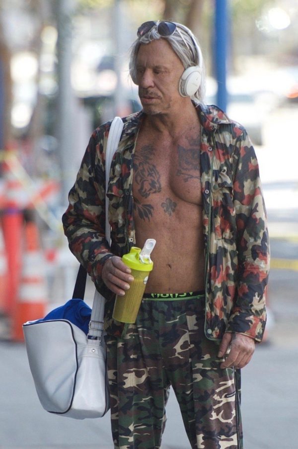 Exclusive Mickey Rourke Gets A Beverage Post His Workout And Takes A Ride After In Los Angeles